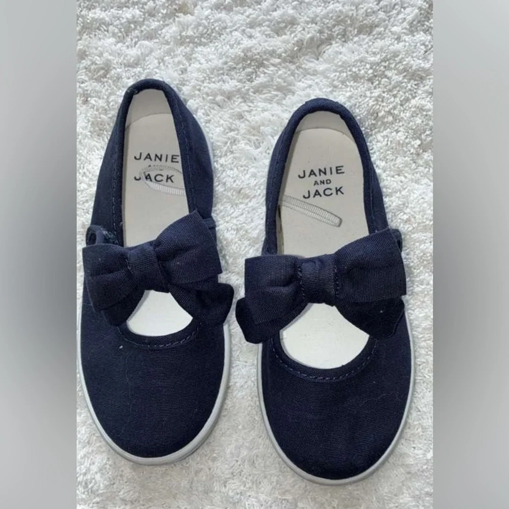 Janie and Jack Dark Blue Dress Shoes with Bow